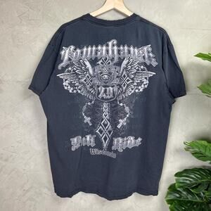 Tomahawk Biker Live to Ride Y2k Wisconsin Affliction Style Distressed Shirt L